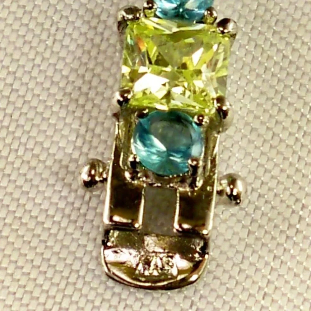 NEW Vintage R C by Adrienne Yellow, Aquamarine Cubic Zirconias Silver Bracelet